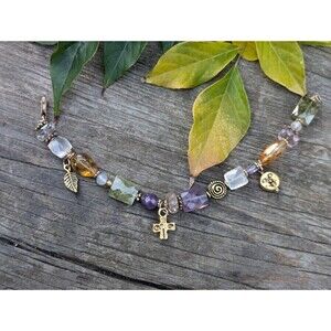 Vintage Gold Vermeil Sterling Silver Gemstone Moon Bracelet